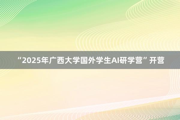 “2025年广西大学国外学生AI研学营”开营